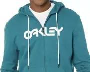 New OAKLEY Men's Teddy Full Zip Hoodie B1B PO Sweatshirt Aurora Blue Size M