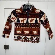 NEW Children’s Place Size 3T Boys Half Zip Pullover Fleece Bears Deer Trees NWT