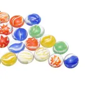 Glass Beads,25pcs Flat Glass Gemstone Transparent Mixed Colors 0.24lbs Pebbles
