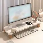 Stable Desktop Computer Riser Wood Elevated Laptop Stand Keyboard