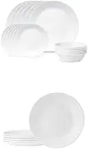 Corelle Winter Frost White Dinnerware Set, 18 piece with CORELLE 1117143 Livingware Bread and Butter Plates, 6 piece set bundle