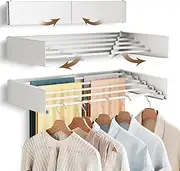 BOQORAD Wall Mounted Collapsible Drying Rack for Laundry and Clothes - 28" White
