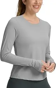 [Seamaid] Long Sleeve Workout Tops for Women Lightweight Running Shirts Quick Dry Athletic Shirts Active Exercise