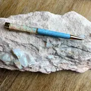 Opal Crystal Mix Chunky Chips Filled Ballpoint Blue Marble Pen Green Orange Red