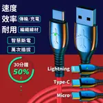 智慧發光充電線 紅色 1米 TYPE-C 傳輸線