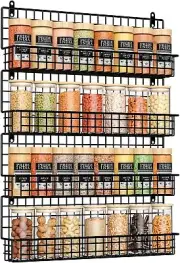 X-cosrack 4 Pack Spice Rack Wall Mount, Connectable 4-Tier Rack, Black