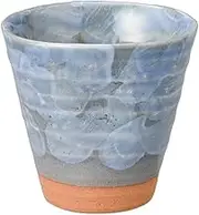 Blue Glazed Tataki Shochu Cup (Large) 4.1 x 3.9 x 3.9 inches (10.5 x 10 x 10 cm), 13.5 fl oz (400 cc) | Free Cup |