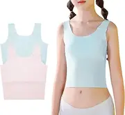 [SEAUR] Kids Girls Cami Tank Top Sleeveless Cotton Undershirts Breathable Camisoles with Shelf Bras
