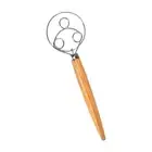 Manual Danish Dough Whisk Baking Pastry Blender Wooden Handle Bread Mixer