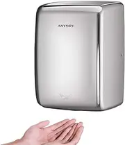 [anydry] 2803D Mini Electric Hand Dryer, Automatic Hand Dryer for Wall Mounting, Hygienic and Space-Saving. Polishing Stainless Steel, 1350 W