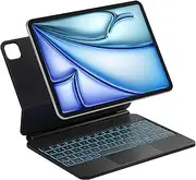 Inateck Magnetic Keyboard Case for Air 11 inch (2025 M3/2024 M2), Easy-Set Keyboard for Air 6/5/4 Gen, iPad Pro 11 inch 4/3/2/1 Gen, Floating Cantilever Stand, 7-Color Backlight with Trackpad, KB09119