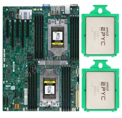 Supermicro H11DSI-NT Motherboard + 2x AMD EPYC 7302 CPU Processor Combo