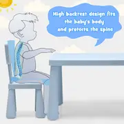 Babyjoy Kid's Tables & 2 Chairs Set Study Play Desk Children Furniture Set for Reading Writing Snack Time Blue