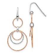 Ss/Rose Plated Sterling Silver Rose-Gold-Plated D/C Dangle Earrings