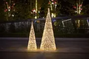 4 Ft/5.8 Ft Pre-Lit Cone Tree Steady &Flashing LEDs Outdoor Christmas Tree Decor