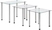 Nesting End Table, Set of 3 Coffee Table, Minimalist Side Table for Living Room, Balcony, Transparent Tempered Glass