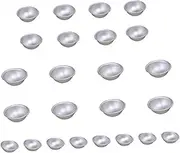 KALLORY 1set Hemisphere Bath Salts Mold Shower Mold Soap Bar Pans Soap Making Bath Caddy Tray Shaper Kits Sphere Cake Puck Molds Liquid Bath Tray Bath Salt Mold Aluminum Alloy Silver 24pcs