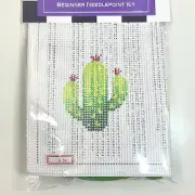 Hand painted Needlepoint Canvas Kit Beginner Easy to see 10 count Happy Cactus
