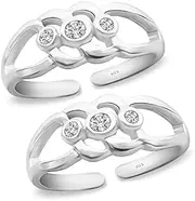 [Tongari] Silver Toe Rings in Pure 92.5 Sterling Silver for Women, Adjustable, Non-Precious Metal, No Gemstone