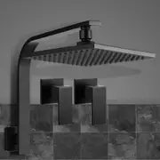Cefito 8'' Rain Shower Head Wall Arm Square High Pressure Twins Tap Black
