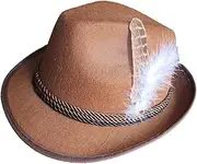 [rockible] Mens Fedora Hat Jazz Cap Fashion Sun Hat Decorative Classic Western Cowboy Hat Short Brim Panama Hat for Dress up Events Cocktail Party