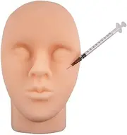 Silicone Head Injection Training Face Model 1:1 Injection Mannequin Head with Marker Pen and Ruler for Practicing Minimally Invasive Beauty Tattooing Eyebrows