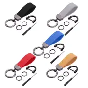 Leather Keychain Double-sided Car Thread Small Gift Metal Pendant PU Key Chain