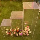 3 x Clear Square Acrylic Plinths Flower Cake Display Stands Wedding Party Event