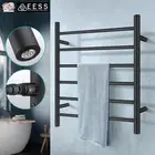 ACA Black Round Aluminum Electric Heated Towel Rack Wall Ladder Warmer 6 Bars