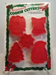NOS 5 Vtg Christmas Cookie Cutters By Hartin Classic Santa Star Angel Tree Bell