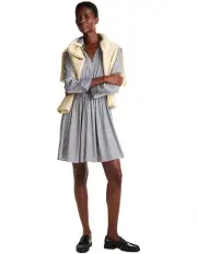 [Tommy Hilfiger] Belted Fit And Flare Mini Dress in Blue