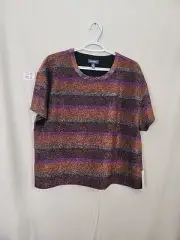 Mod Cloth Your Time To Shine Metallic Shimmer Short Sleeve Shirt Size L NWT