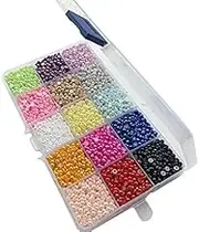 (15colors 4mm) - Chenkou Craft 10000pcs Assorted 15 Colours Half Pearl Bead 4mm Flat Back Gem Scrapbook Craft DIY Plastic Box