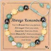[ViEinkaufen] Beaded Bracelet Girls Elegant Adjustable Braided Bracelet Jewelry with Encourage Quote Card for Daughter, Friends, Families, Medium, Stone, No Gemstone