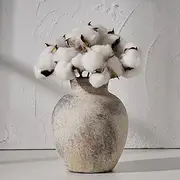 [SIDUCAL] Ceramic Decorative Flower Vase | 6 Inch Pottery Rustic Farmhouse Vase | Boho Vase for Home Decor | Whitewashed Terracotta Vase for Table, Living Room, Bathroom, Shelf, Mantel Decoration