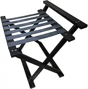 Guest Room Luggage Rack, Folding Suitcase Stand Foldable Solid Wood Luggage Rack, Hotel Rack, Hotel Room Storage Tray Rack (Color : Black, Size : 63x43x61cm) (Black 63x43x61cm) (Black 66x43x