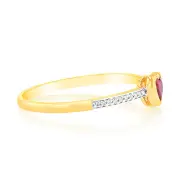 Created Ruby & Heart Shaped Diamond Ring in 9ct Yellow Gold, Q