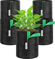 VIVOSUN 5-Pack 1 Gallon Grow Bags, Fabric Pots with Self-Adhesion Sides for Transplanting