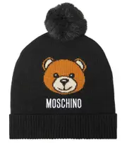[Moschino Kids] Moschino Kids Teddy bear wool-blend beanie S black