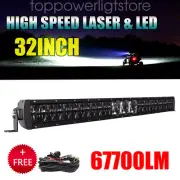 32" Dual Row Laser Osram LED Light Bar Driving 4WD Offroad Work Lamp 1lux@1468m