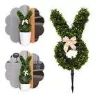 Green Artificial Bunny-Shaped Topiary Tree Pot Fake Easter Bunny Plant G8R6 T8D3