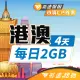 【飛速移動】港澳 4天｜每日2GB 高速流量吃到飽(旅遊上網卡 香港網卡 澳門網卡 香港上網卡 澳門上網卡)