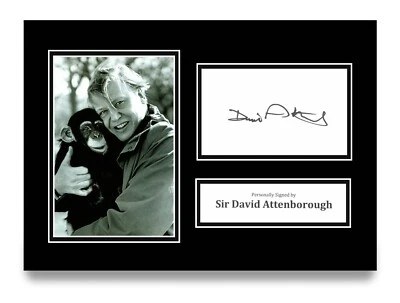 Sir David Attenborough Signed A4 Photo Autograph Card Wildlife Gift Display +COA
