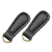 2pcs Genuine Leather Zipper Pulls Pull Strap Cord Zipper Pullers Durable Black