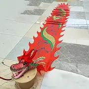 Dragon Dance Ribbon Poi Dragon Body Ribbon Dancer, Real-Like Plastic Dragon Head Dancer for Chinese New Year Folk, Silk Shaking Poi Spinning Streamer, Washable (Color : Style3, Size : 6 m/19.6ft Long)