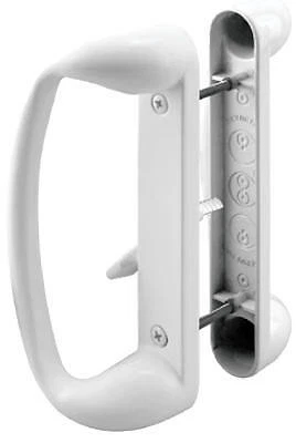 Prime-Line C 1176 Sliding Glass Door Handle Set, Diecast, White, Mortise,