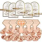 Champagne Soft Silk Satin Hair Scrunchies Hair Ties Gold Hair Clips Sets for Bridesmaid Gifts,Bachelorette Party Favors,Bridesmaid Proposal Gifts