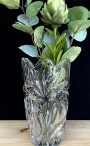 Flower Vase 11" Centerpiece Bud Vase Clear Bohemian Czech Crystal Glass