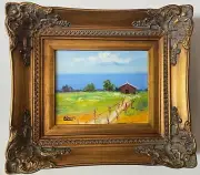Original Impressionist Oil Painting - Barn in Countryside- Ornate Gold Frame