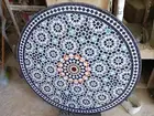 Handcrafted Moroccan Zellige Round Table with Iron Base – Water-Resistant